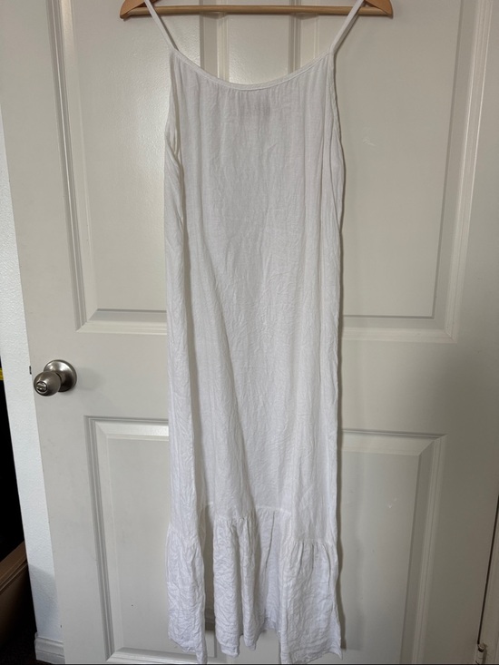 Bellambra Dresses & Skirts - 100% Linen White Midi Slip Dress with Ruffle Hem made in Italy